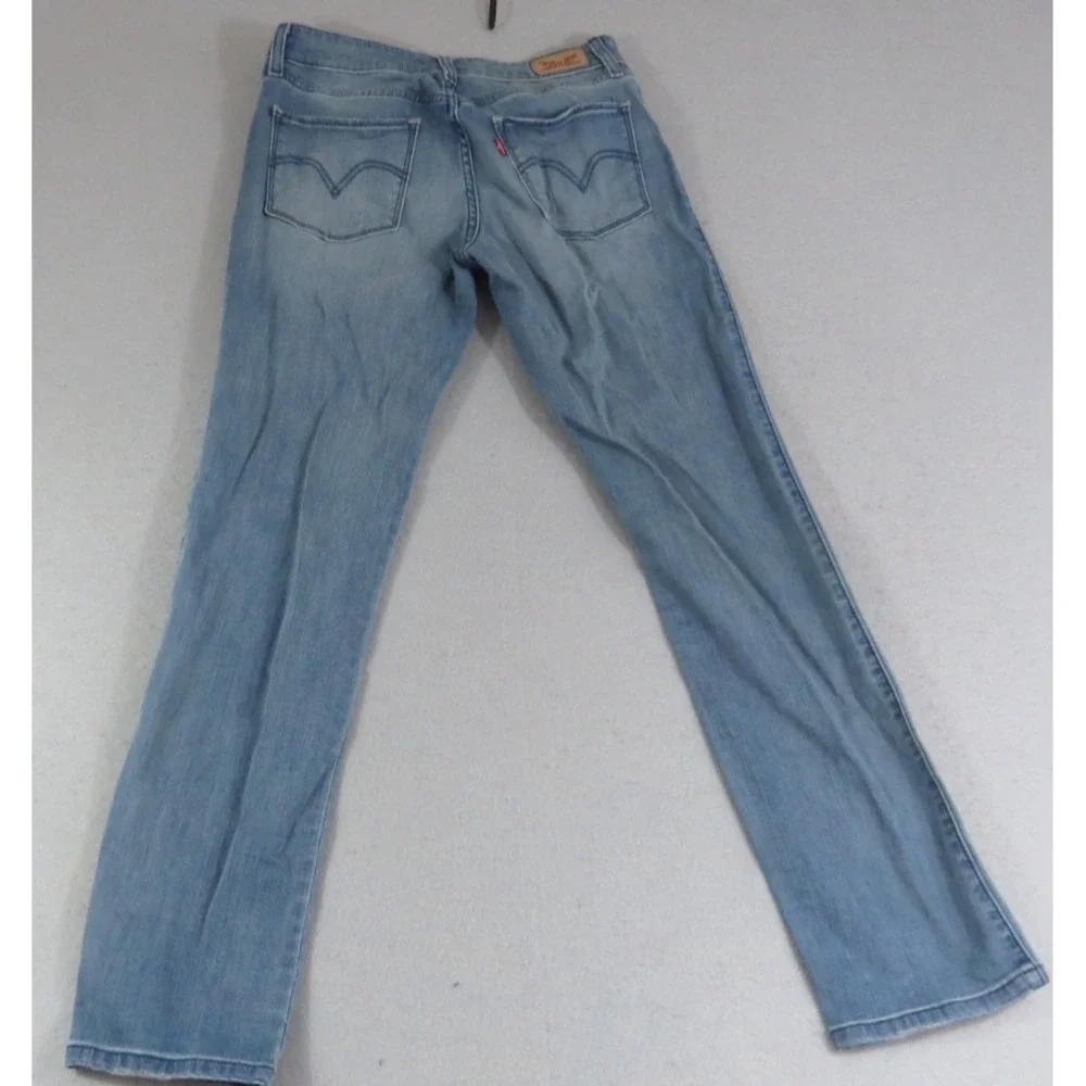 Levis Mid Rise Skinny Jeans Womens Blue Distressed Stretch Embroidered Denim 28 - Picture 7 of 12